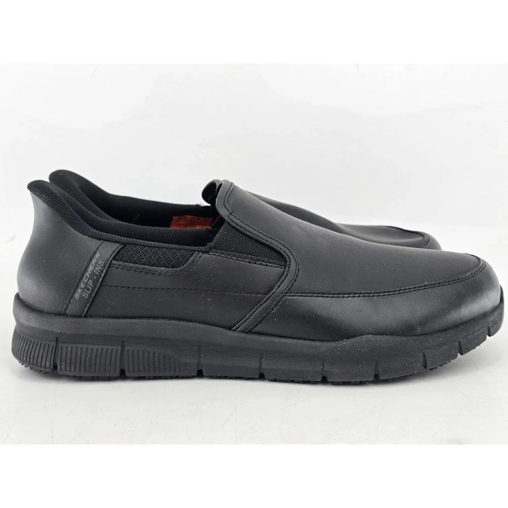 Skechers Slip-ins Work Shoes Mens 13 Black Leather EH SRO - Excellent
